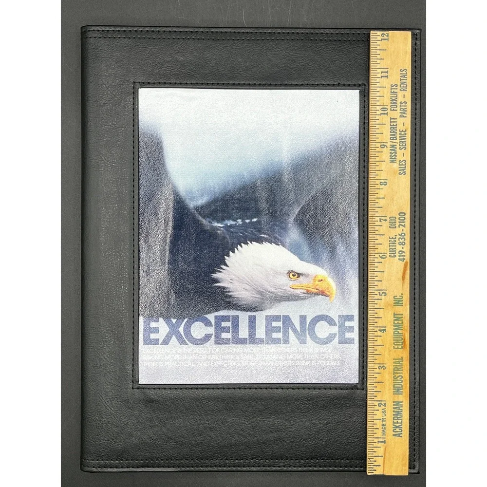 Successories Excellence Bald Eagle Black Faux Leather Padfolio Portfolio 9